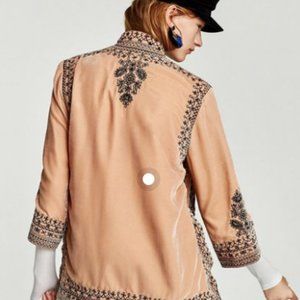 Zara Pink/Peach Velvet Kimono Jacket  - NWT